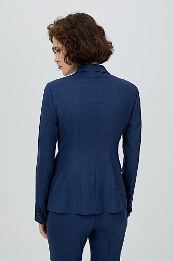 Синий однотонный двубортный пиджак