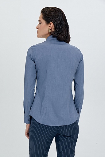 Базовая голубая блузка с широкими манжетами
