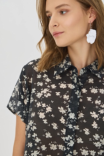 Блузка с коротким рукавом с цветочным узором