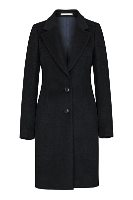 Черное однотонное пальто
