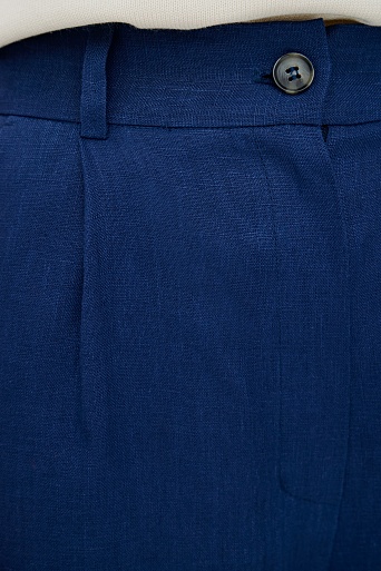 Льняные синие брюки свободного покроя